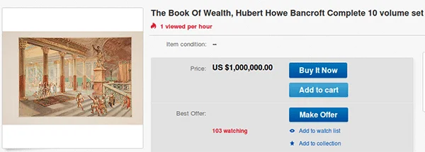 The Book of Wealth on eBay auction