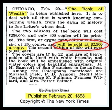 The Book of Wealth in New York Times Advertisement